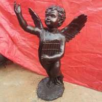 Home decor antique boy cherub angel child figure with wing bronze sculpture for sale